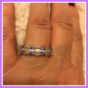 Amethyst and clear ring